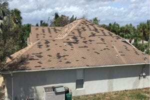 Storm damaged roof